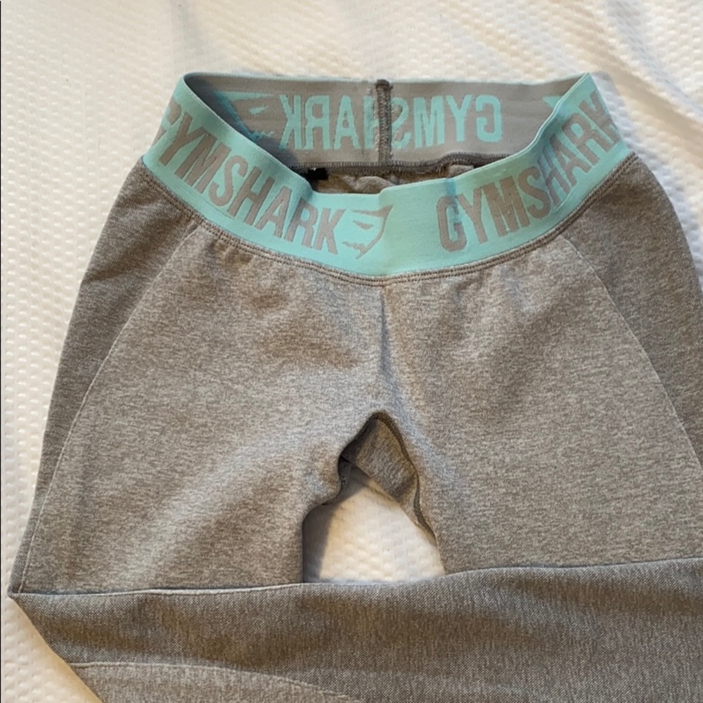 Grey and Light Turquoise Banded Gymshark Leggings